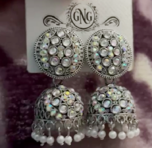 Silver Plated Jhumka Diamond Style