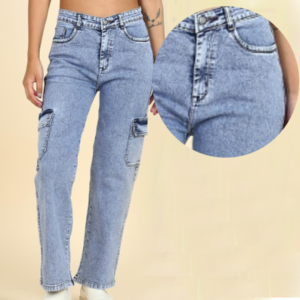 Stylish Denim Cargo 6 Pocket Jeans for Women/Girls - Image 2
