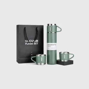 Vacuum Flask Set with 2 Cups green